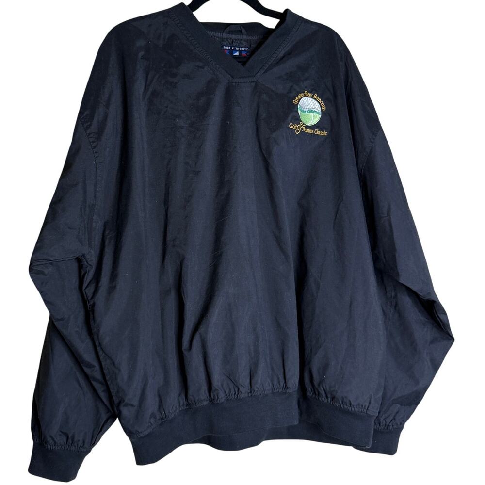 VTG Port Authority Windbreaker Jacket Sweater Jumper Men XL Black Golf Tennis